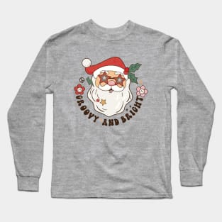 Funny Retro Groovy and Bright Santa Claus Christmas Long Sleeve T-Shirt